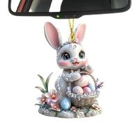Ornamenti pendenti con uova di coniglietto pasquale, ciondolo decorativo a forma di coniglietto - Ornamento penzolante colorato per auto di Pasqua - Forniture per feste in fattoria in acrilico, orname