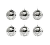 Ornamenti pendenti for albero d'argento con palla da discoteca a specchio for la decorazione della casa del festival di musica da ballo della festa nuziale(6pcs Balls 6cm)