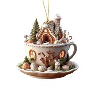 Ornamenti Per Alberi Di Pasqua- Ciondolo Decorativo Tazza Di Cioccolato A Casa Piatta | Ciondolo Divertente Del Paesaggio Di Primavera, Decorazione Vintage Di Pasqua, Per La Decorazione Della