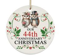 Ornamenti Per Albero Di Natale 44Th Anniversary 44 Years Married With Owl Couple Ornamento Natalizio In Ceramica Natalizi Per Albero Con Cordino