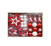 Ornamenti per albero di Natale, collezione di 47 pezzi unici, tra cui forme di stella e albero, per decorare spazi per le vacanze a casa o al lavoro (rosso)