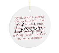 Ornamenti per albero di Natale, con parole di Natale, souvenir commemorativo in ceramica, divertente ornamento da appendere per la casa, calza della Befana, regalo per familiari e amici, 7,6 cm