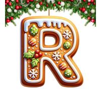 Ornamenti Per Albero Di Natale Di Pan Di Zen-zero Con 26 Lettere | Simpatiche Decorazioni Per L'albero Di Natale Con Alfabeto Di Pan Di Zen-zero | Pendenti Con Lettere Decorative Ornamenti Natalizi(R)