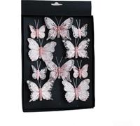 Ornamenti per albero di Natale - Farfalla glitterata da appendere con clip festive, decorazione per albero di Natale, plastica, 18,5 x 2 x 28 cm, colori assortiti (viola, viola (viola (viola (purp((pu