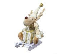 Ornamenti per albero di Natale in schiuma lavorata a maglia con pupazzo di neve e Babbo Natale che scia, per il caminetto delle vacanze e la decorazione della tavola (cervo dorato che sci
