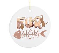 Ornamenti per albero di Natale, souvenir commemorativo in ceramica con mamma in pelliccia, divertente ornamento da appendere per la casa, calza della Befana, regalo per amanti dei gatti, donna, 7,6 cm