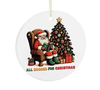 Ornamenti per albero di Natale, souvenir commemorativo in ceramica, divertente ornamento da appendere per la casa, calza della Befana, regali per lettori e amanti dei libri, 7,5 cm