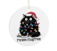 Ornamenti per albero di Natale, souvenir commemorativo in ceramica Merry Fluffmas, divertente ornamento da appendere per la casa, calza della Befana, regalo per amanti dei gatti, familiari e amici