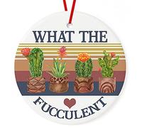 Ornamenti Per Albero Di Natale What The Fucculent Retro Cactus Succulent Plant Gardening Ornamento Natalizio In Ceramica Decorazione Rotonda Per Albero Di Natale Con Cordino