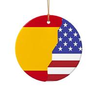 Ornamenti per albero in ceramica con stampa a bandiera della Spagna americana, decorazione natalizia per la casa con filo dorato