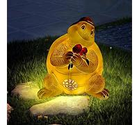 Ornamenti per animali a resina a led statue-solare di tartaruga da giardino, decorazioni di gnome resistenti alle intemperie dipinte a mano, ampia decorazione per animali all'aperto, alto 20,9