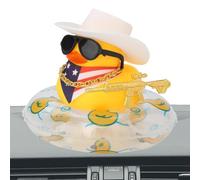 Ornamenti Per Auto D' in Gomma - Per Cowboy | Giocattolo Da Bagno Squeaky Duck Ornamento Per Auto D' Giallo con Cappello Da Sole Anello Da Bagno Collana