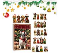 Ornamenti per cani Calendario natalizio - Mostra 'avvento in legno 28x20 cm, tavola del conto alla rovescia delle vacanze, decorativa da appendere con slot numerate |