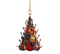 Ornamenti per chitarra per albero di Natale, decorazioni natalizie da appendere | Decorazione per feste in legno per pianificatori di festival, amanti della musica, porta d'ingresso, ufficio, parete
