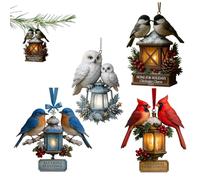 Ornamenti per l'albero di Natale - Decorazioni per lanterna in acrilico 2D in 4 pezzi | Ornamenti per la fattoria delle vacanze per caminetto, casa, festival invernali, porte, feste e decorazi