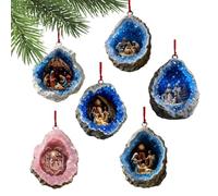 Ornamenti per natività - 6 pezzi Pendenti sull'albero di Natale acrilico | Scena religiosa cristiana per decorazioni per la casa | Ornamenti sospesi per scaffale del soggiorno, giardino balcone del po