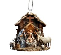 Ornamenti per presepe, ciondolo per natività,del presepe 'albero di Natale | Decorazione in acrilico 3D con la nascita di Gesù, decorazione domestica robusta e festosa per il Natale in famiglia