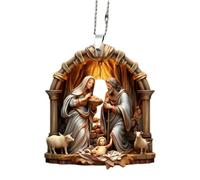 Ornamenti per presepe, Ornamenti per presepe di Natale,Decorazione della Nascita di Gesù | Decorazione per albero di Natale con presepe, ciondolo in acrilico con presepe, robusto ornamento commemor