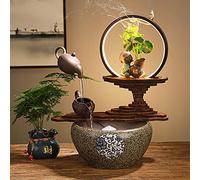 Ornamenti per sculture di fontane da Tavolo, Ornamenti d'Acqua Che fluiscono in Stile Cinese Zen, Home monaci Cinesi Lucky Flower Living Accessori umidificanti Regali Personalizzati LED