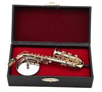 Ornamenti Per Strumenti Musicali Sassofono Contralto In Miniatura Da 5,4 Pollici Con Supporto E Custodia Modello Di Strumento Musicale Placcato In Oro Ornamenti Per Desktop Domestico