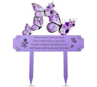 Ornamenti per tomba a forma di farfalla viola per cimitero, targa commemorativa per condoglianze, regali commemorativi per lutto per la perdita della persona cara, cartello impermeabile da giardino
