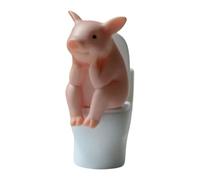 Ornamenti per ufficio di maiale - figurine di maiale, decorazione animale in miniatura | Simpatiche statue di maiale piccole sculture di maiale, seduta sulla figura da toilette adorabile collezione di