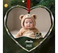 Ornamenti personalizzati per il primo Natale del bambino di cristallo 2025 - Testo personalizzato e ornamenti fotografici per albero di Natale regali per bambini, bambina, regalo personalizzato per