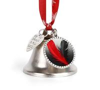 Ornamenti, piuma rossa e nera 2025 Campana di Natale annuale include un nastro rosso da appendere, decorazione per albero invernale, decorazioni invernali