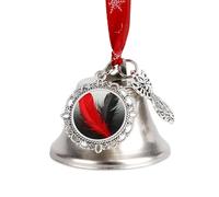 Ornamenti, piuma rossa e nera 2025 Campana di Natale annuale include un nastro rosso da appendere, decorazione per albero invernale, decorazioni invernali