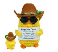 Ornamenti positivi per anatre - Mini figurine di anatre all'uncinetto, simpatici animali che ispirano allegria | Piccoli animali fatti a mano all'uncinetto per adulti uomini amici finestra scrivania s