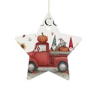 Ornamenti Red Truck With Pumpkins And Gnome Fall Autumn Thanksgiving Harvest S Decorazione Con Nastro Dorato Natalizia Ornamento Per Vacanze Esterni Commerciale