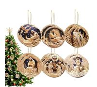 Ornamenti religiosi di Natale | 12 pezzi decorazioni per albero di Natale in legno | Decorazione cristiana Gesù per parete albero auto specchio interno matrimonio casa soggiorno camera da letto