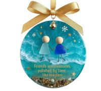 Ornamenti rotondi da appendere all'albero di Natale dell'amicizia, regalo senza tempo per migliori amici, familiari, partner