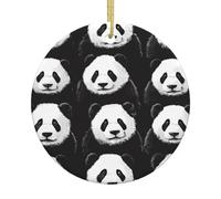 Ornamenti rotondi in ceramica con stampa a forma di panda Pareto, decorazioni per albero di Natale, aggiungono calore e brillantezza alle feste