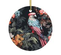 Ornamenti rotondi in ceramica con stampa di colibrì di preda - Decorazioni per albero di Natale, aggiungono calore e brillantezza alle feste di festa