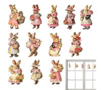 Ornamenti sospesi per coniglio pasquale, decorazioni a fette di legno di coniglio pasquale | ornamento in legno di Pasqua vintage - Forniture per feste di primavera 36x, decorazione per la casa per