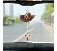 Ornamenti Specchietti Retrovisori Auto,Cappello da Cowboy Croce di Cristallo Ciondolo per Specchietto Retrovisore Car Hanging Ornament Appeso Ornamento Accessori Ornamenti per Auto Casa Decorazione