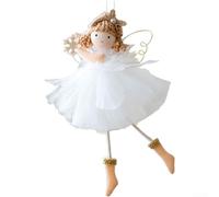 Ornamento a forma di angelo da appendere per ghirlanda dell'albero di | gonna in tulle bianco, per dettagli di capelli intrecciati, tratti del viso dipinti, per un design stravagante