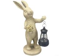 Ornamento a forma di coniglietto a energia solare, 21,5 cm, luce calda | IP65 resistente alle intemperie, robusta resina sintetica, uso esterno tutto l'anno, resistente alla pioggia, durevole