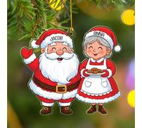 Ornamento a forma di coppia di Babbo Natale 2025, nomi personalizzati Mr & Mrs Babbo Natale ornamento acrilico, ricordo di coppia sposata, regalo per anniversario di matrimonio, ornamenti