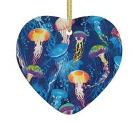 Ornamento a forma di cuore in ceramica colorata con stampa medusa, ornamenti per albero di Natale, regali di festa, scambio regalo