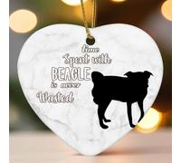 Ornamento a forma di cuore in ceramica con scritta "Time Spent with Dog Is Never Wasted", per albero di Natale, decorazione da appendere, divertente, da collezione, ricordo di Capodanno per gli amici