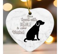 Ornamento a forma di cuore in ceramica con scritta "Time Spent with Dog Is Never Wasted", per albero di Natale, decorazione da appendere, divertente, da collezione, ricordo di Capodanno per gli amici