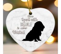 Ornamento a forma di cuore in ceramica con scritta "Time Spent with Dog Is Never Wasted", per albero di Natale, decorazione da appendere, divertente, da collezione, ricordo di Capodanno per gli amici