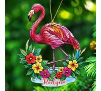 Ornamento a forma di fenicottero, regalo per donne, uomini, amici, papà, mamma, bestie, nome personalizzato, amante dei fenicotteri, ornamento natalizio 2025, fenicotteri personalizzati, ornamenti