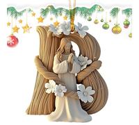 Ornamento a forma di Gesù per albero di Natale, alfabeto religioso a forma di Gesù, ornamento da appendere in acrilico, decorazione 2D, in acrilico, a forma di Gesù, decorazione per la casa
