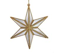 Ornamento a forma di stella specchiata avorio e oro, 12,7 cm