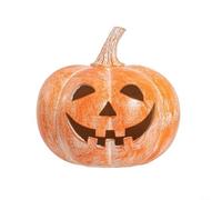 Ornamento a forma di zucca in resina fatta a mano, per Halloween e Ringraziamento, decorazione per interni, con portacandele LED luminoso, arancione festivo, idea decorativa per la casa e la casa (17