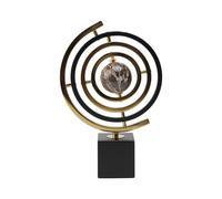 Ornamento a globo in metallo, moderno arredamento astratto, desktop rotante, ornamenti creativi in nero e oro, scultura moderna con base in ferro stabile per la casa, l'ufficio, il soggiorno