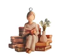 Ornamento a libro - Statuetta 2D che legge una ragazza, affascinante ornamento natalizio per donne, regalo di amicizia, famiglia, amici, casa, libreria, decorazione per biblioteca